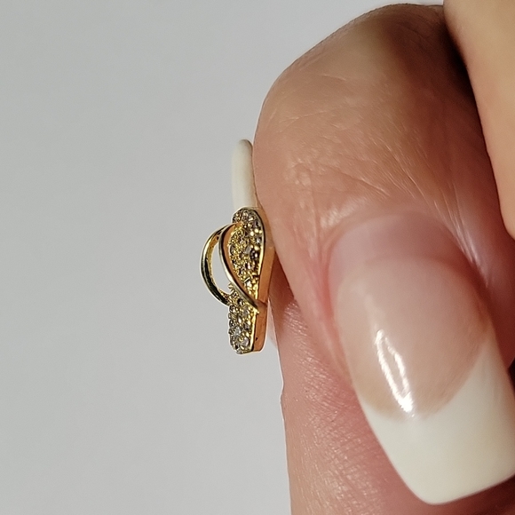 18k Gold CZ Flip Flop Sandal Stud Earrings, 925 silver - Picture 6 of 7